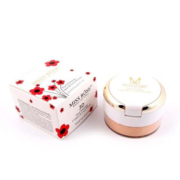 3 IN 1 3D Miss Rose Pearl Whitening Compact & Loose Powder