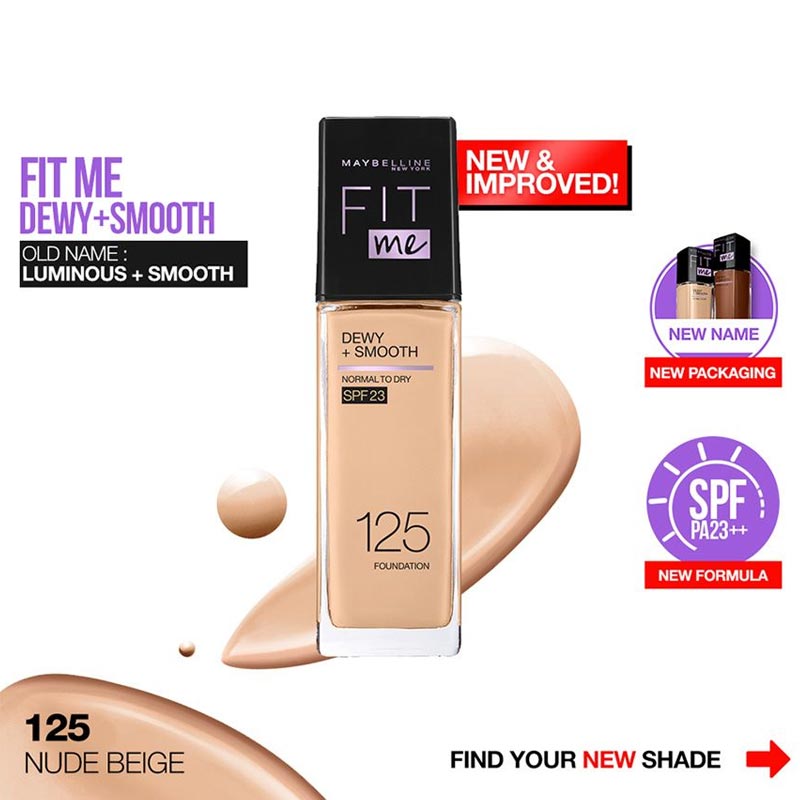 Maybelline® New York FIT ME! Dewy + Smooth Foundation, 125 - Nude Beige