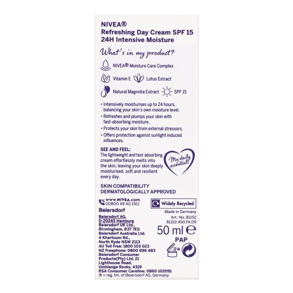 Nivea Refreshing 24H Moisture Vitamin E, Day Cream, 50ml - Image 2