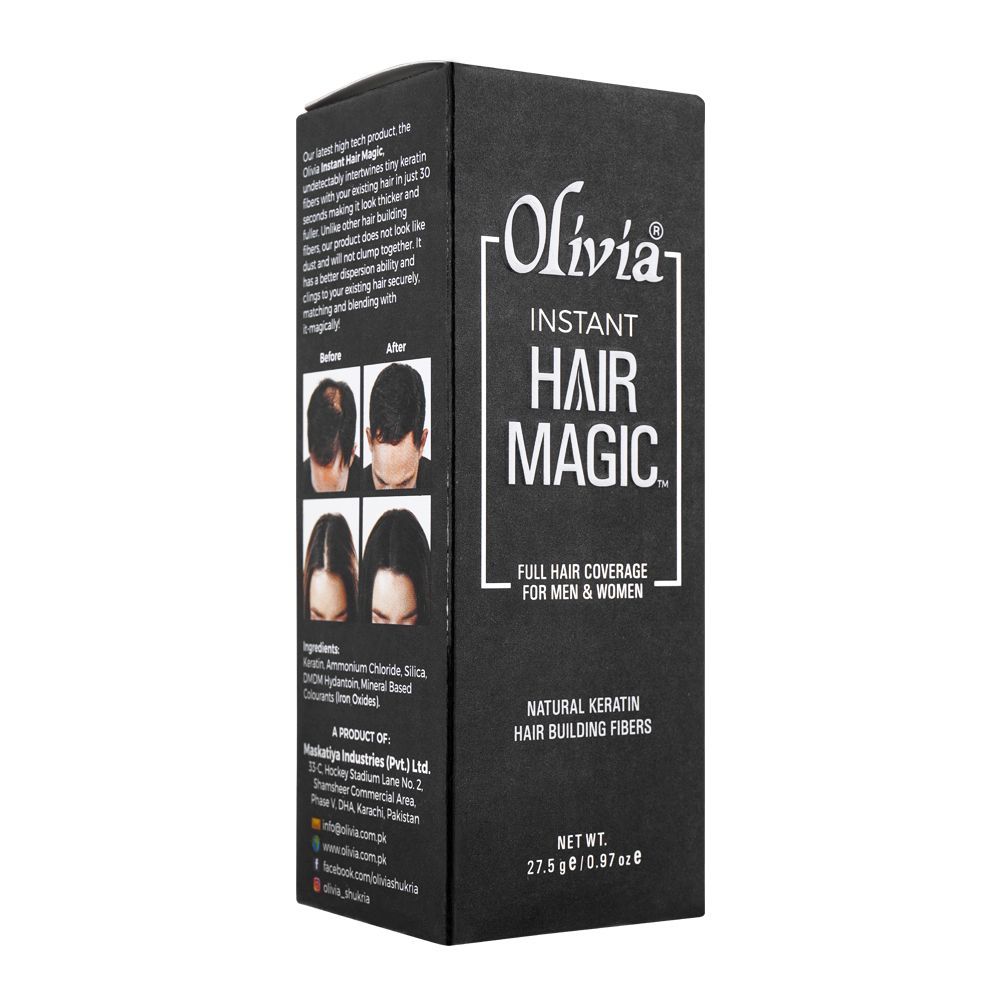 Olivia Instant Hair Magic Full Hair Coverage Hair Building Fibers, Dark  Brown - Eshaistic