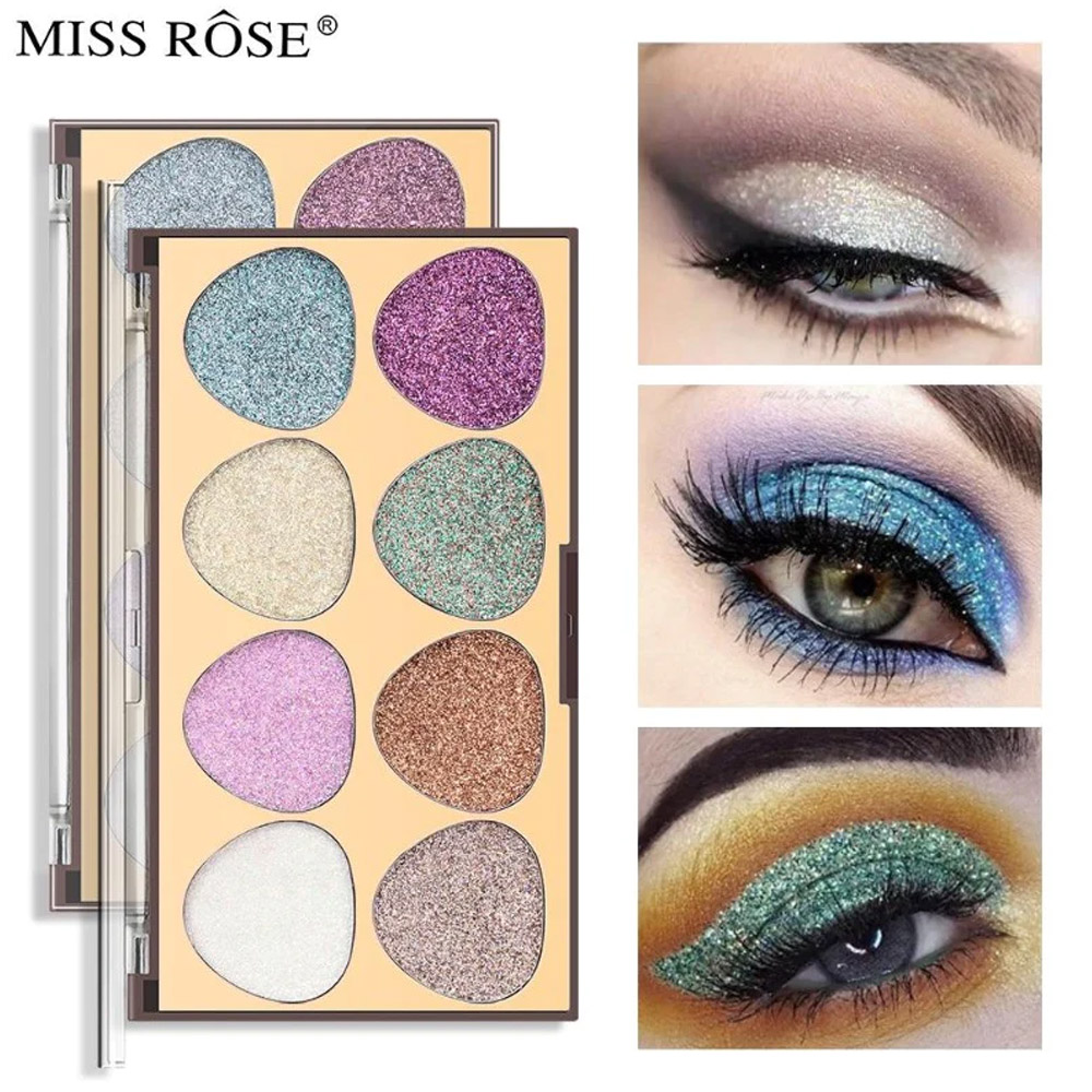 Miss Rose 8 Color Glitter Eyeshadow Palette - Eshaistic.pk