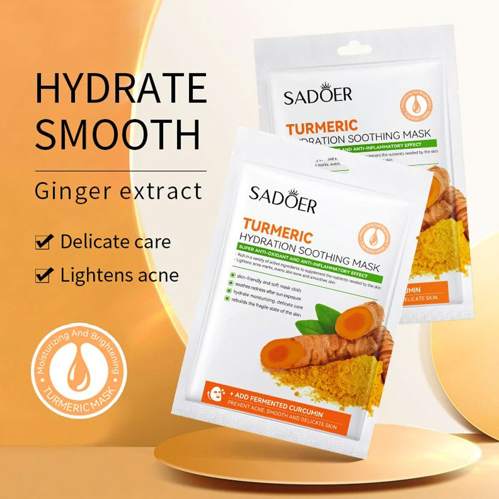 Sadoer Hydration Soothing Turmeric Face Sheet Mask - Eshaistic