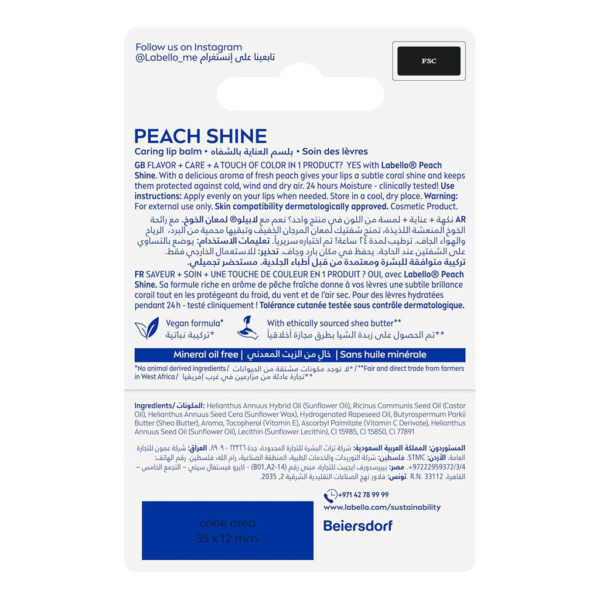 Labello Peach Shine Lip Balm - 4.8gm - Image 2