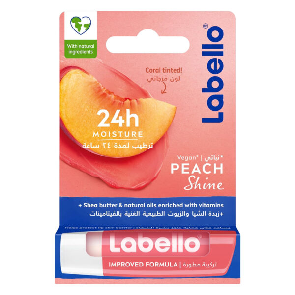 Labello Peach Shine Lip Balm - 4.8gm - Image 1