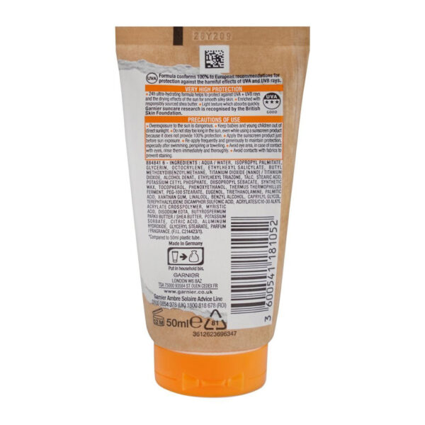 Garnier Ambre Solaire Hydra 24H Protect SPF50+ Very High Protection Hydrating Protection Lotion, 50ml - Image 2