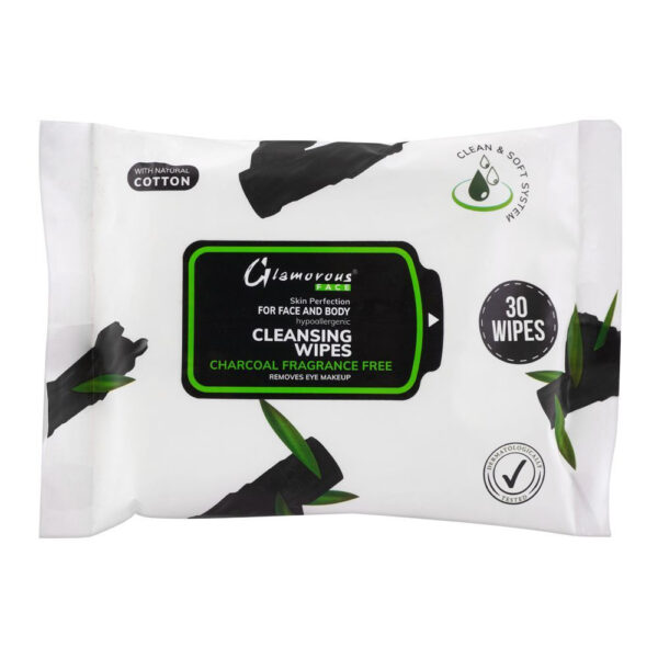 Glamorous Face Charcoal Face And Body Cleansing Wipes 30-Pack - Image 1