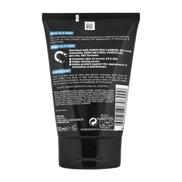 L'Oreal Paris Men Expert Pure Carbon Anti-Blackhead Daily Face Scrub, 100ml - Image 2