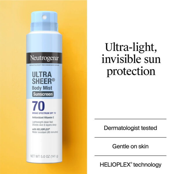 Neutrogena® Ultra Sheer® Body Mist Sunscreen Broad Spectrum SPF 70 - 141g - Image 2