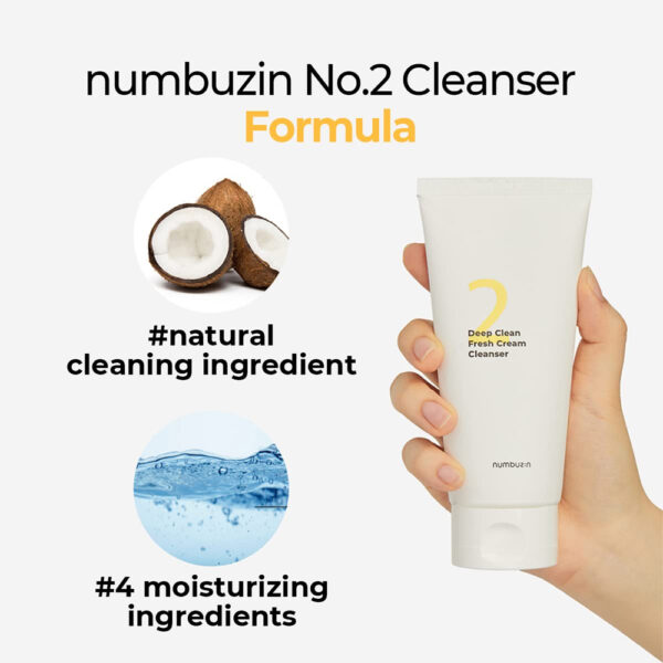 Numbuzin - No. 2 Deep Clean Fresh Cream Cleanser 120ml - Image 3