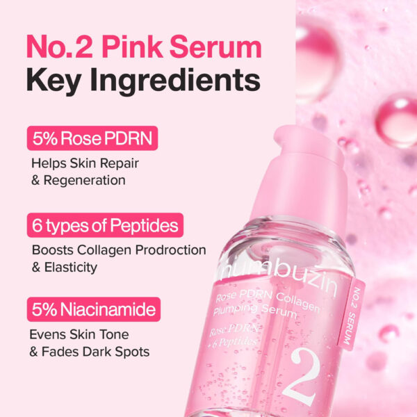Numbuzin No.2 Rose PDRN Collagen Plumping Serum 30ml - Image 4