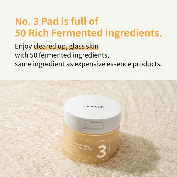 Numbuzin No.3 Radiance Glowing Jumbo Essence Pad 70 pads 150ml - Image 3