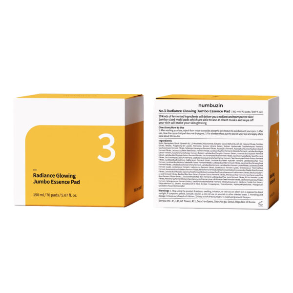 Numbuzin No.3 Radiance Glowing Jumbo Essence Pad 70 pads 150ml - Image 5