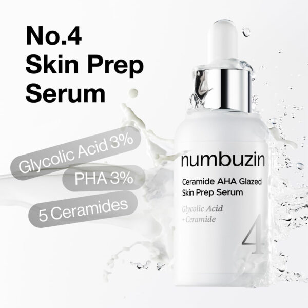 Numbuzin – No.4 Ceramide AHA Glazed Skin Prep Serum 30ml - Image 3