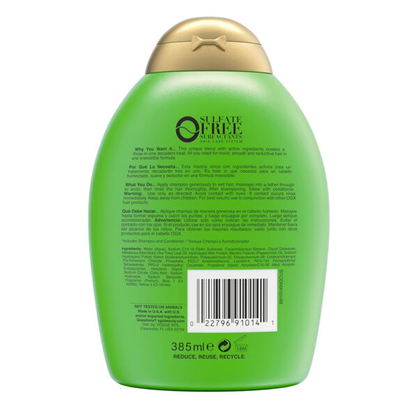 OGX Hydrating + Teatree Mint Shampoo, Sulfate Free, 385ml - Image 2
