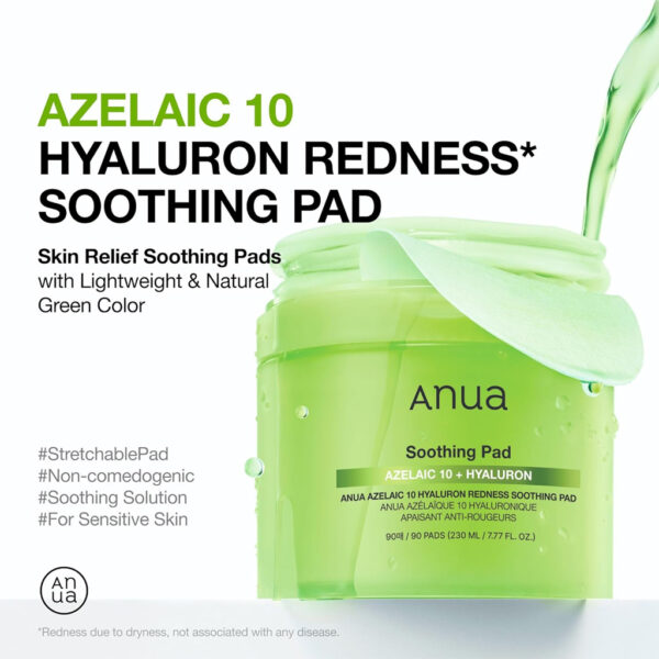 Anua Azelaic 10 Hyaluron Redness Soothing Pad 90 Pads - 230ml - Image 2