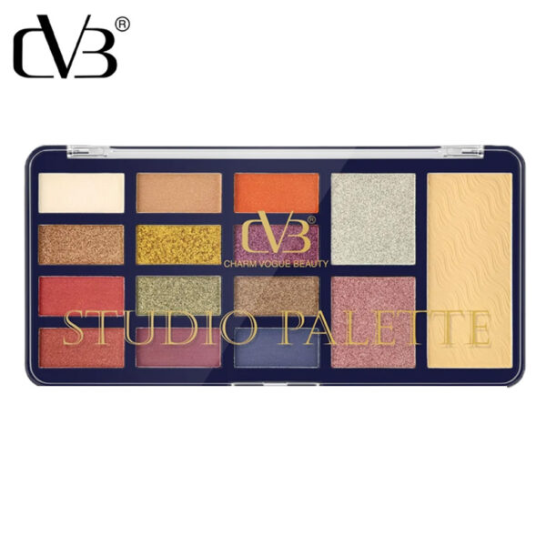 Cvb Studio Palette 12 Eye Shadow 1 Blush 1 Highlight 1 Compact Powder C219 - Image 2