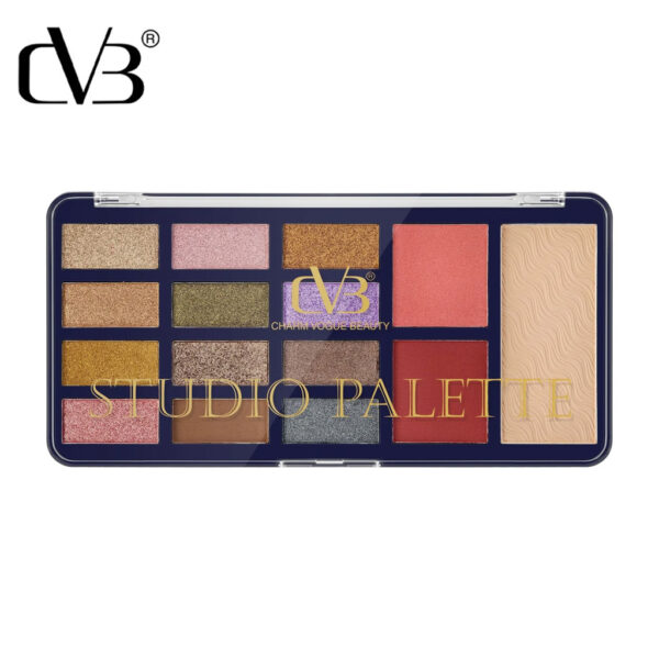 Cvb Studio Palette 12 Eye Shadow 1 Blush 1 Highlight 1 Compact Powder C219 - Image 4