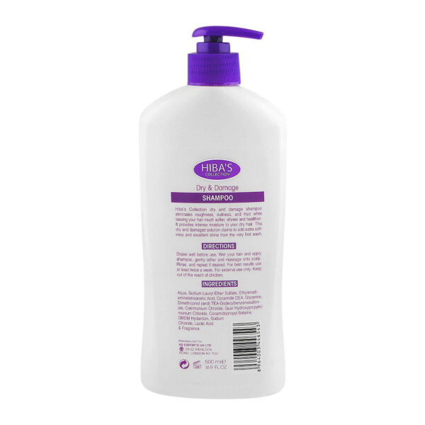 Hiba's Collection Dry & Damaged Hair Shampoo 500ml - Image 2