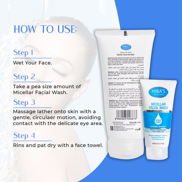 Hiba's Collection Micellar Facial Wash 150ml - Image 3