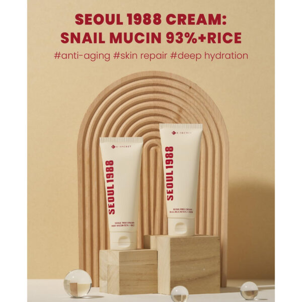 K-Secret Seoul 1988 Cream : Snail Mucin 93% + Rice 100ml - Image 2