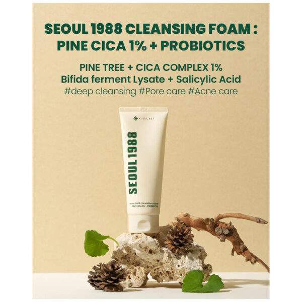 K-Secret Seoul 1988 Pine Cica 1% + Probiotics Cleansing Foam 150ml - Image 2