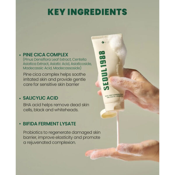 K-Secret Seoul 1988 Pine Cica 1% + Probiotics Cleansing Foam 150ml - Image 4