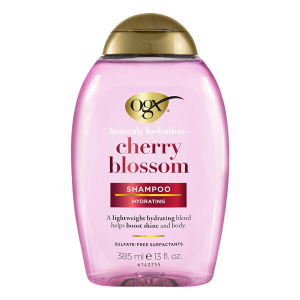 OGX Heavenly Hydration + Cherry Blossom Shampoo, Sulfate Free, 385ml - Image 1