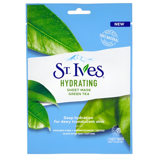 St. Ives Hydrating Green Tea Sheet Mask 23ml - Image 1