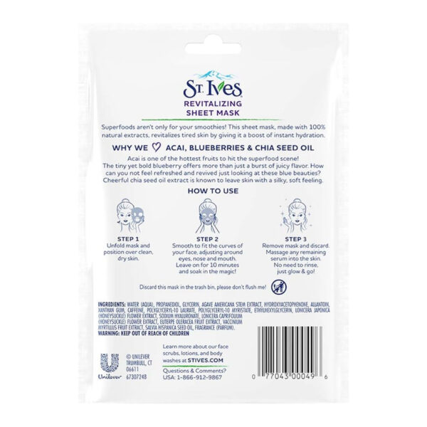 St. Ives Revitalizing Sheet Mask 23ml - Image 2