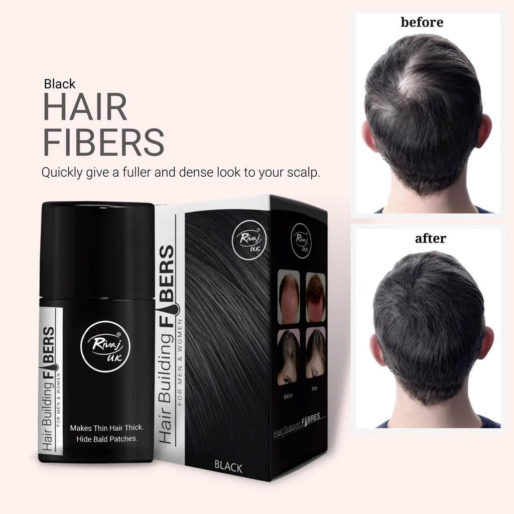 Rivaj Hair Building Fibers 25g - Black - Eshaistic.pk