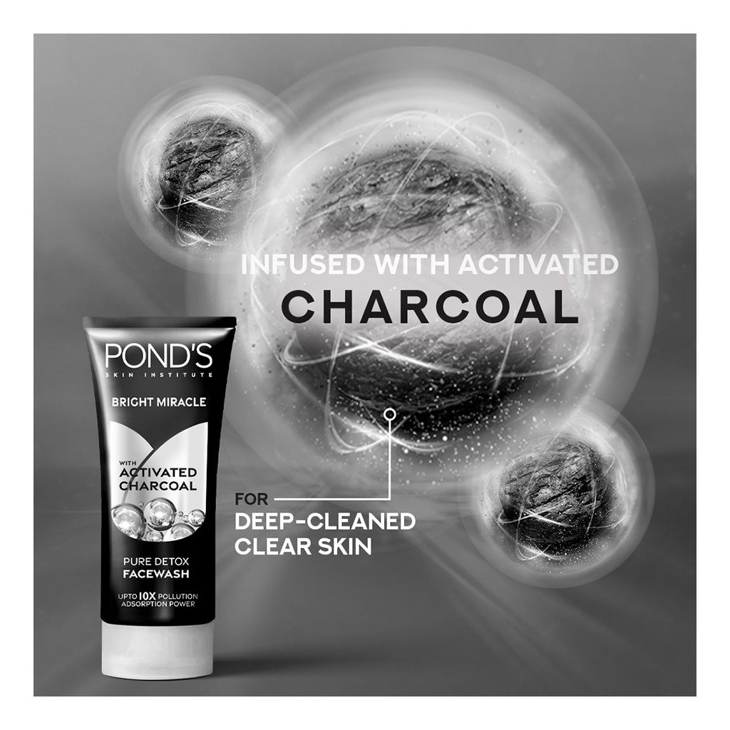 Ponds Bright Miracle Pure Detox Face Wash With Activated Charcoal 100g Ponds Bright Miracle Pure Detox Face Wash With Activated Charcoal 100g