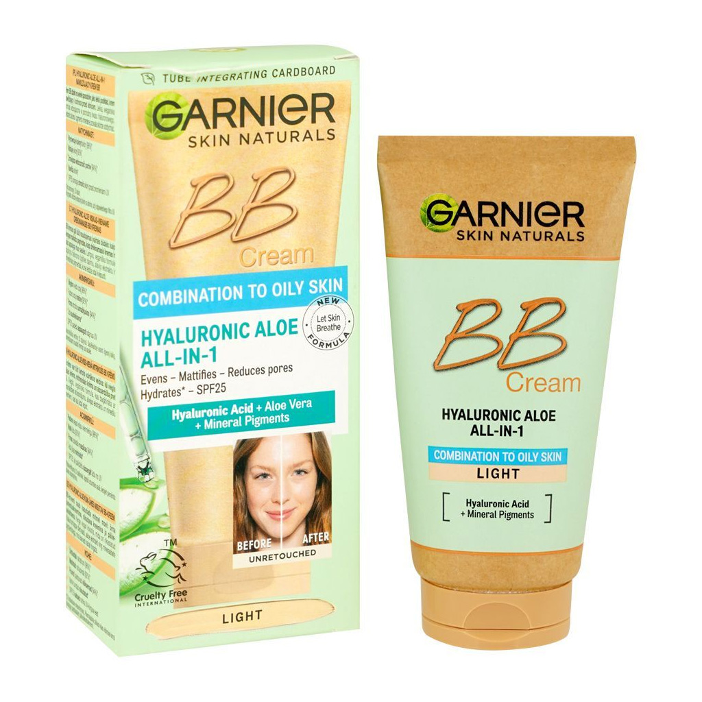 garnier-skin-naturals-hyaluronic-aloe-bb-cream-for-combination-to-oily-skin-light-50ml Garnier Skin Naturals Hyaluronic Aloe BB Cream, For Combination To Oily Skin, Light, 50ml - Image 1