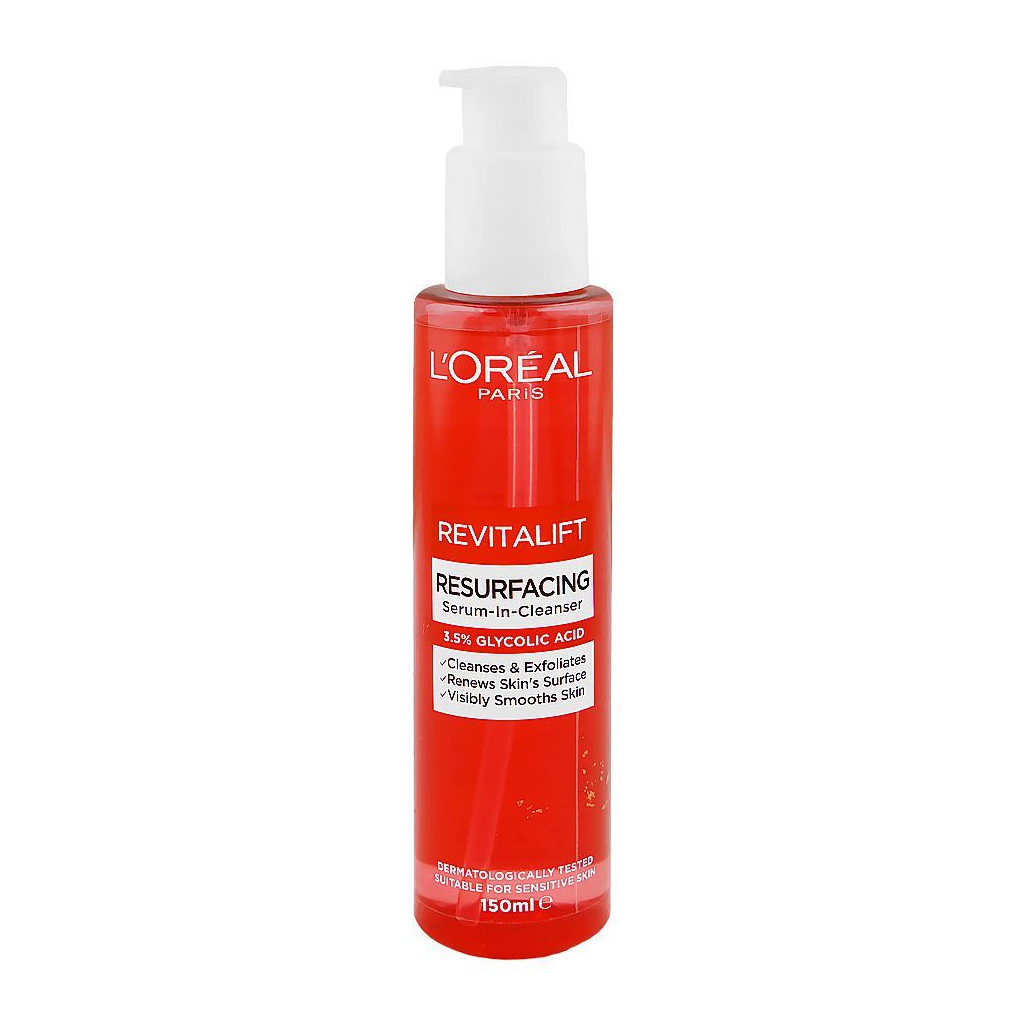 loreal-paris-revitalift-resurfacing-3-5-glycolic-acid-serum-in-cleanser-150ml L'Oreal Paris RevitaLift Resurfacing 3.5% Glycolic Acid Serum-In-Cleanser, 150ml - Image 1