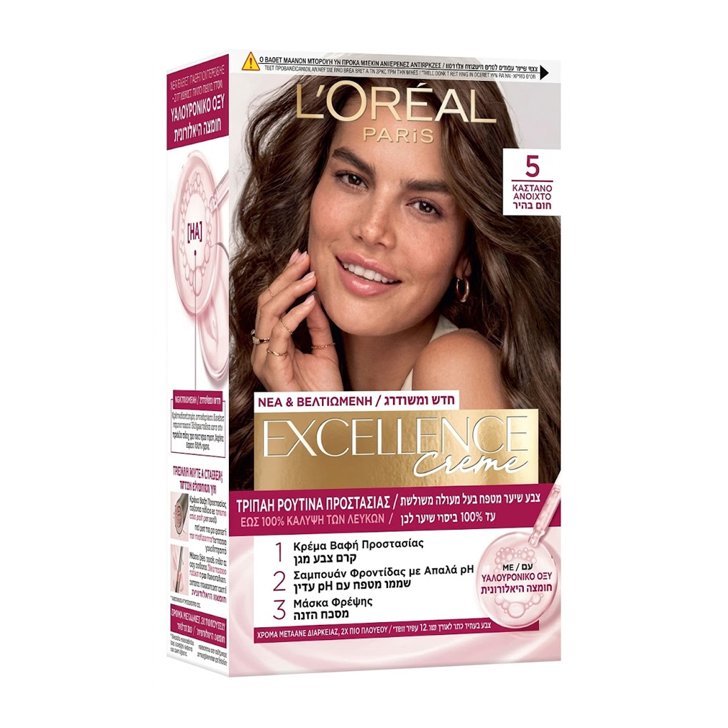 loreal-paris-excellence-creme-triple-care-hair-color-5-light-brown L'Oreal Paris Excellence Creme Triple Care Hair Color, 5 Light Brown - Image 1