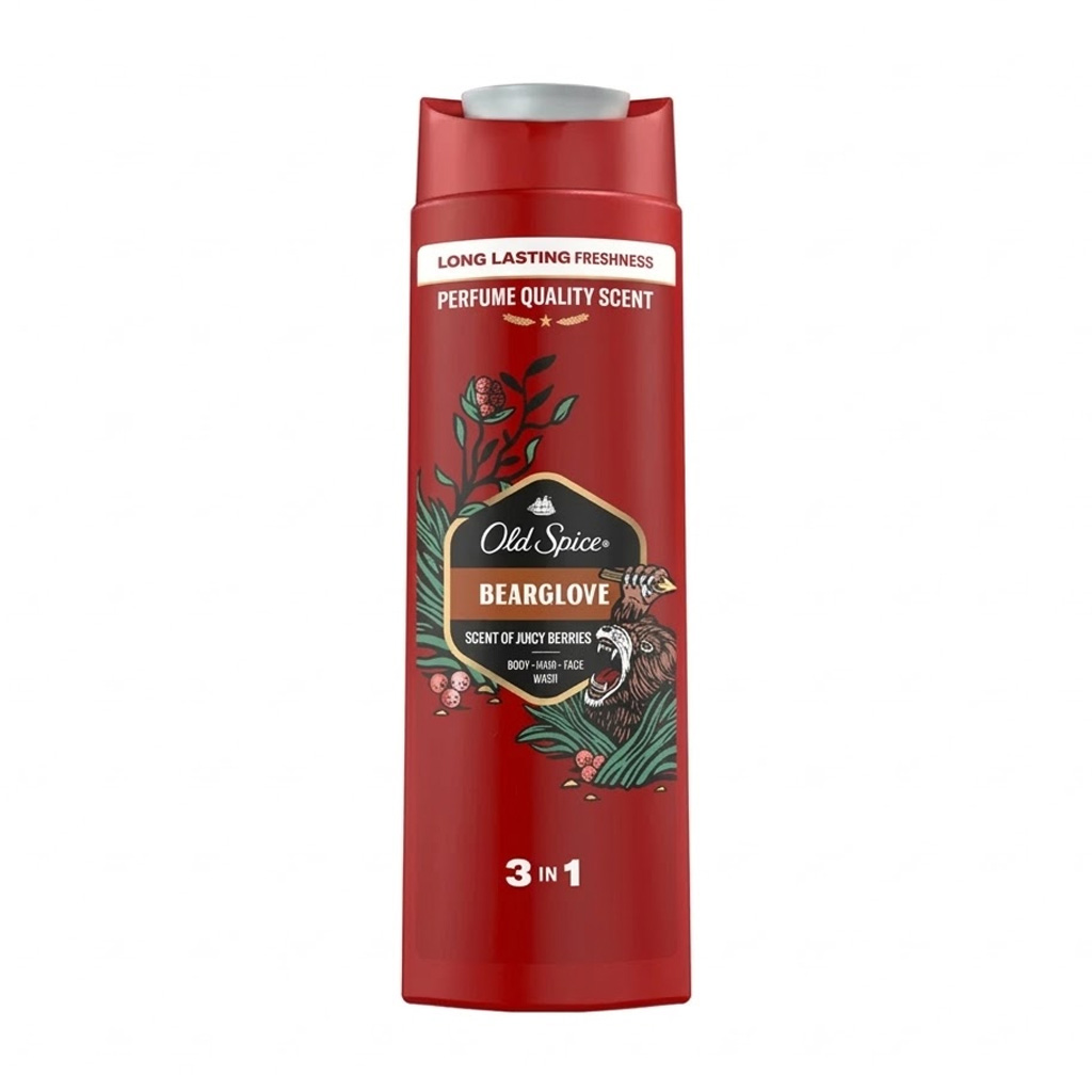 old-spice-bearglove-3-in-1-body-hair-face-wash-400ml Old Spice Bearglove 3-in-1 Body Hair & Face Wash 400ml - Image 1