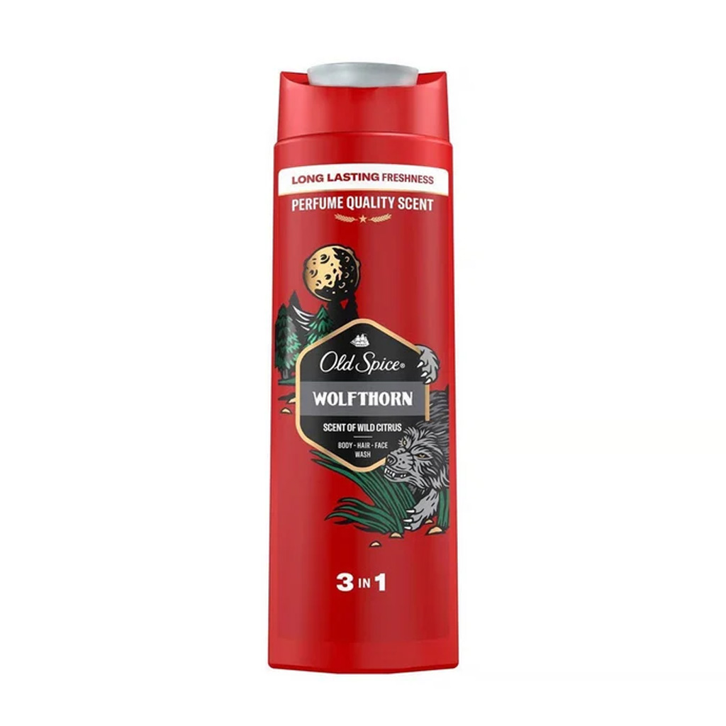 old-spice-wolfthorn-scent-of-wild-citrus-3-in-1-body-hair-face-wash-400ml Old Spice Wolfthorn 3-in-1 Body Hair Face Wash 400ml - Image 1